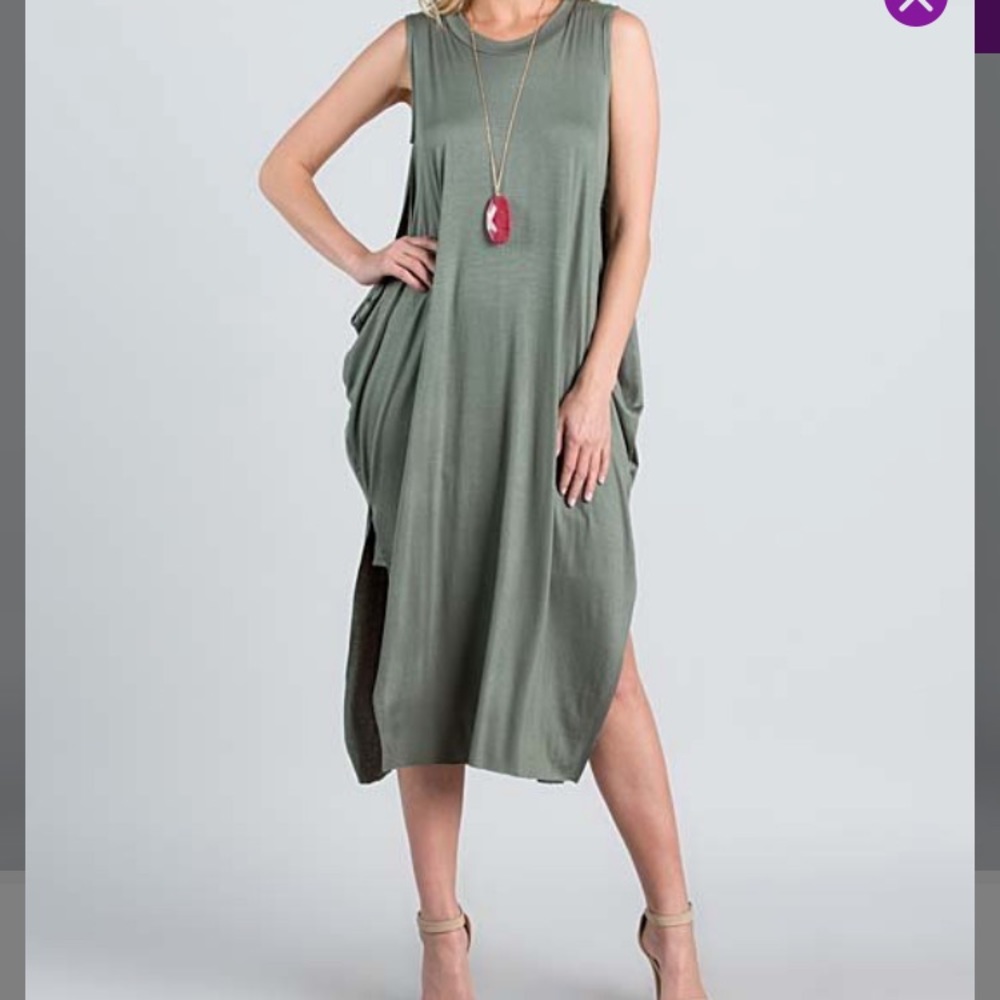 Sage green midi dress